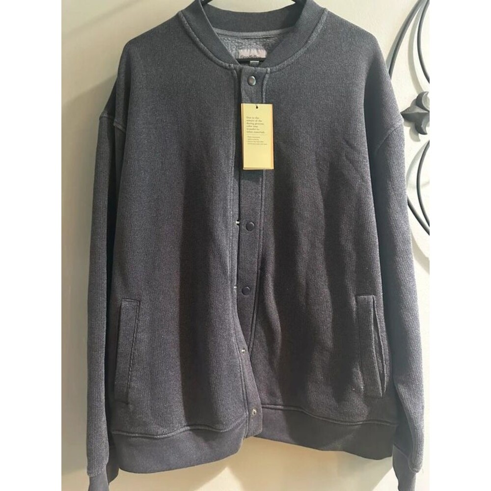 Goodfellow & Co Men’s XL Blue Snap Front Sweatshirt Bomber Jacket NWT